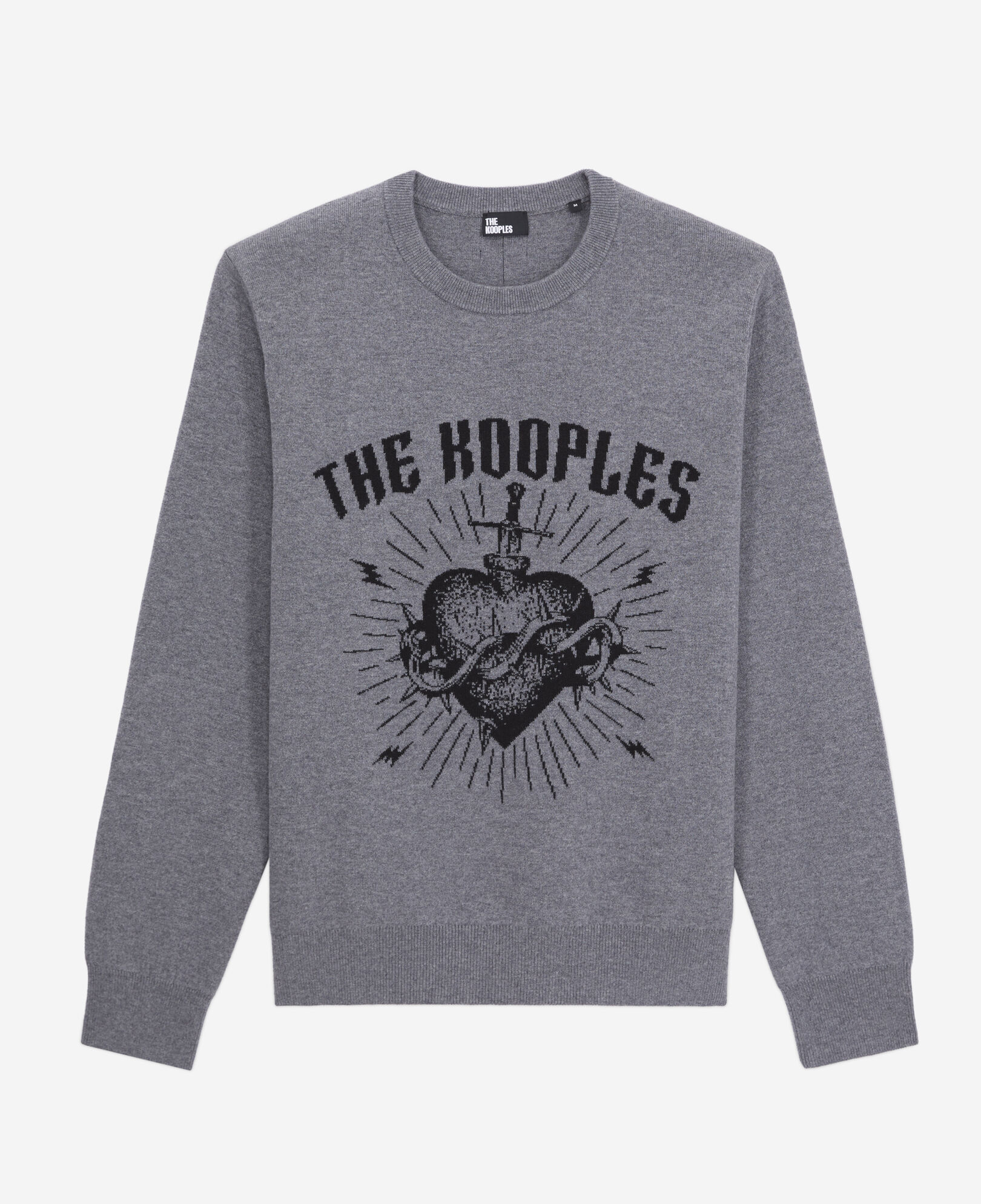 The Kooples HERREN ANTHRACITE / BLACK grauer pullover mit motiv und sternen