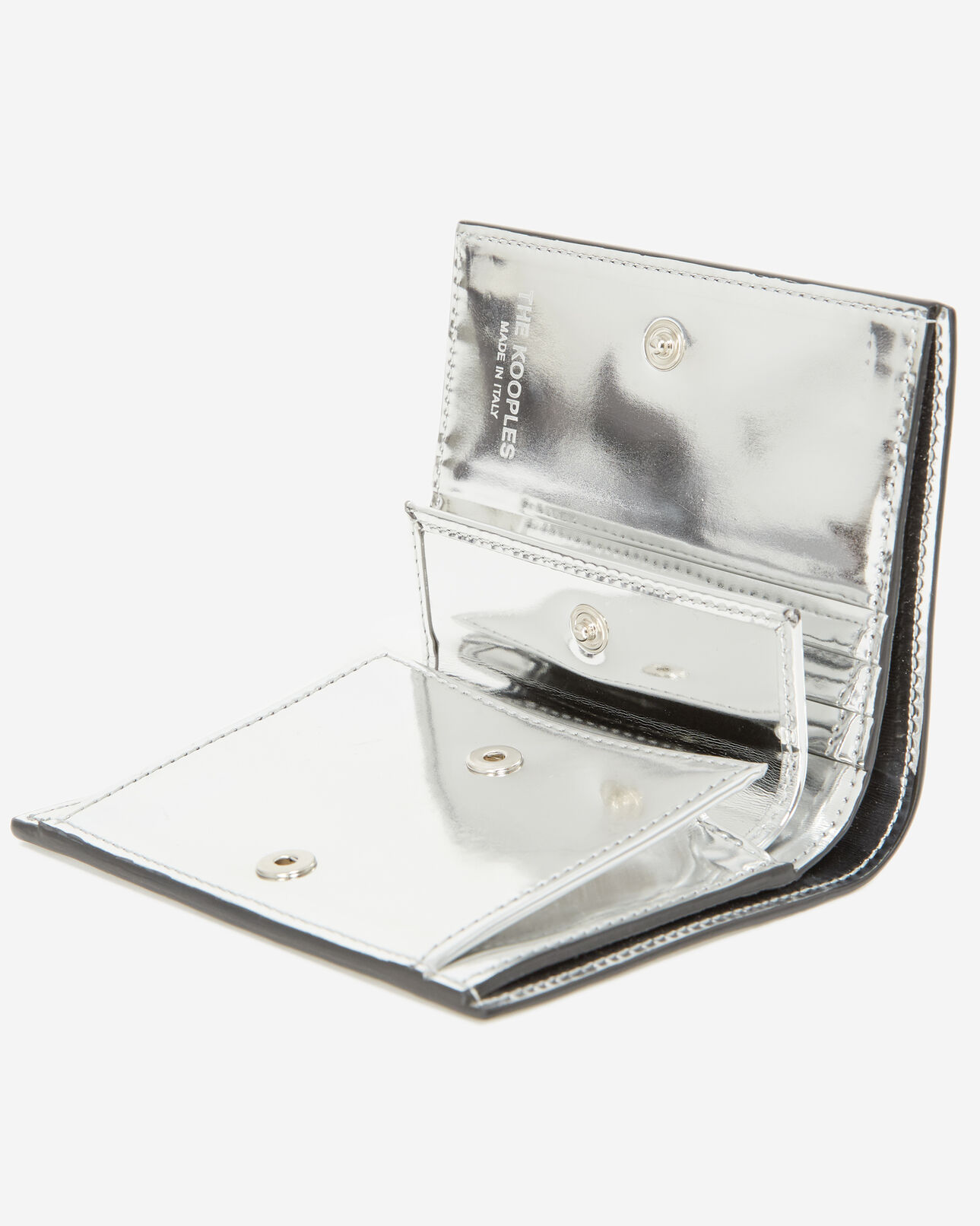 The Kooples WOMEN SILVER silver leather wallet with integrated mirror