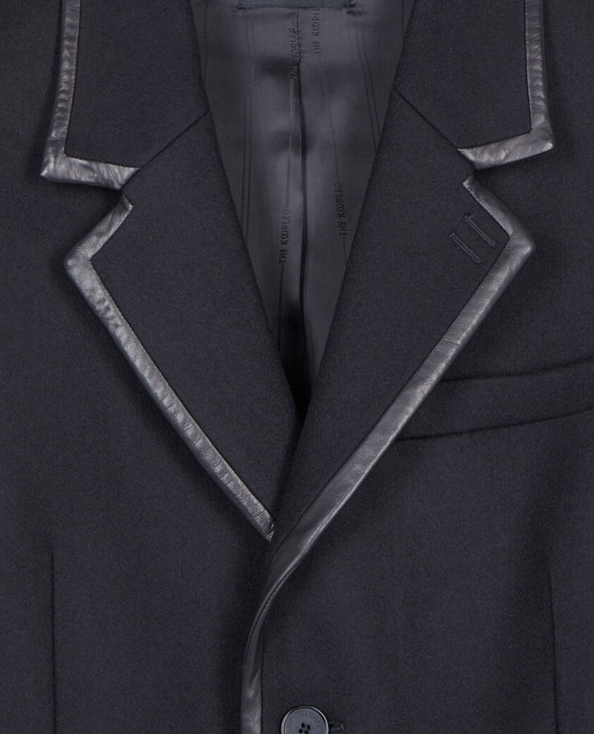 The Kooples HOMME BLACK manteau long en laine mélangée noire