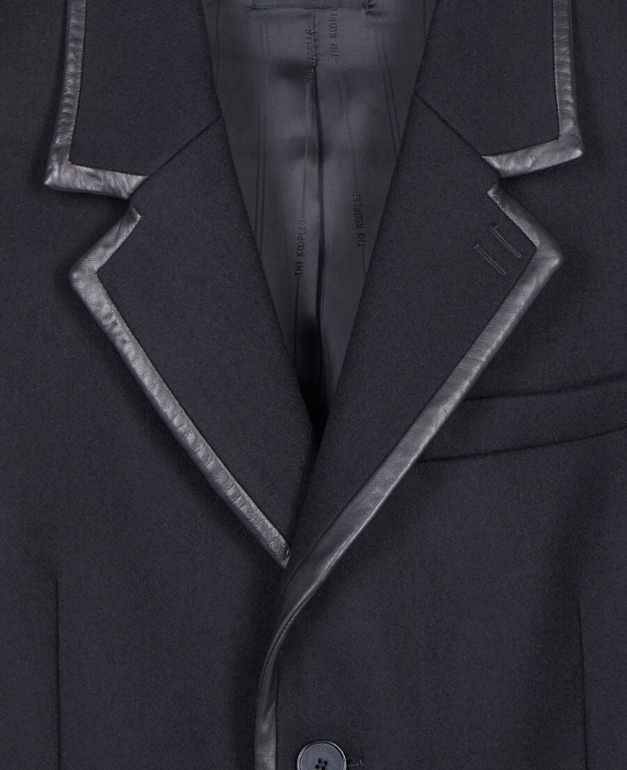 The Kooples HOMME BLACK manteau long en laine mélangée noire