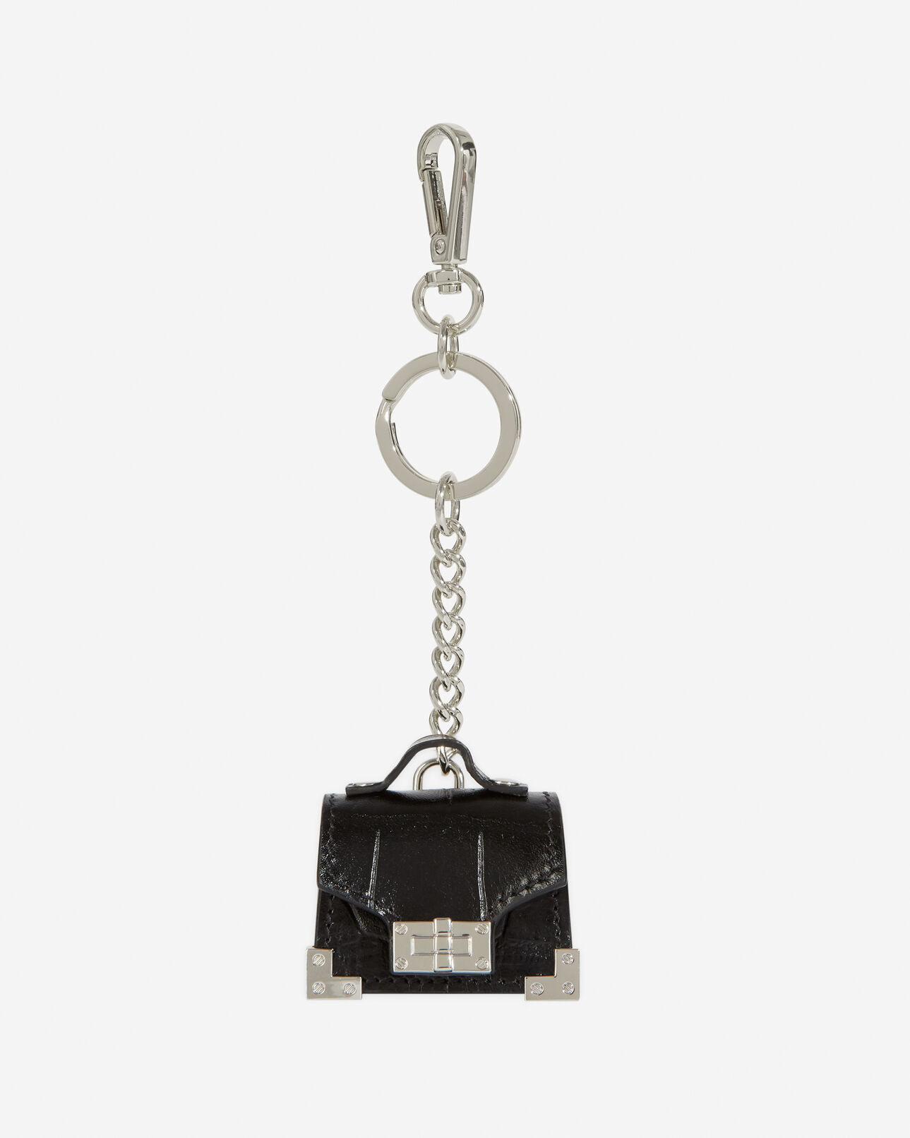 The Kooples DAMEN BLACK silberfarbener schlüsselanhänger emily mit schwarzer mini-tasche