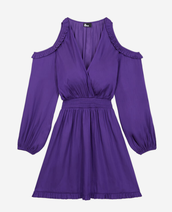 vestido corto volantes violeta