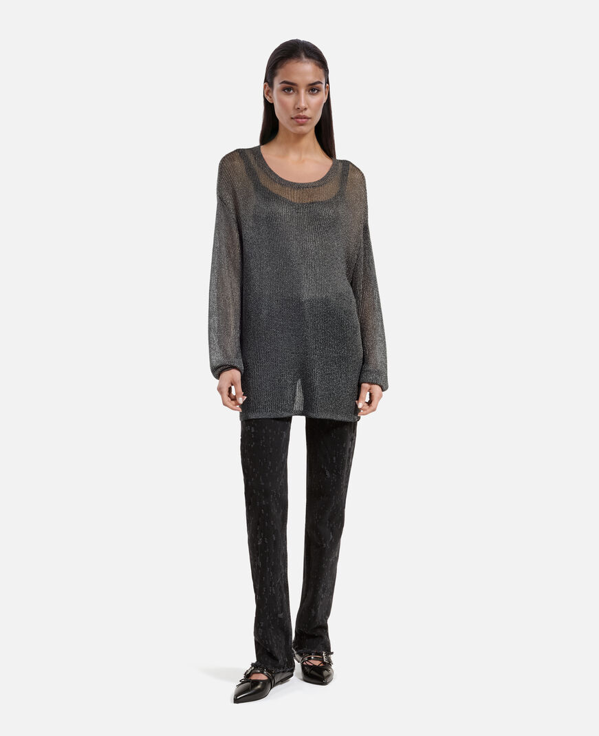 The Kooples FEMME GREY SILVER pull effet cotte de maille gris