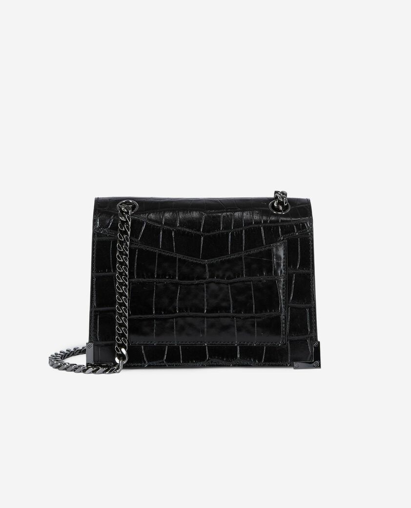 The Kooples WOMEN BLACK emily small crocodile effect bag in black leather
