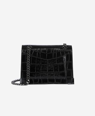 The Kooples WOMEN BLACK emily small crocodile-effect bag in black leather