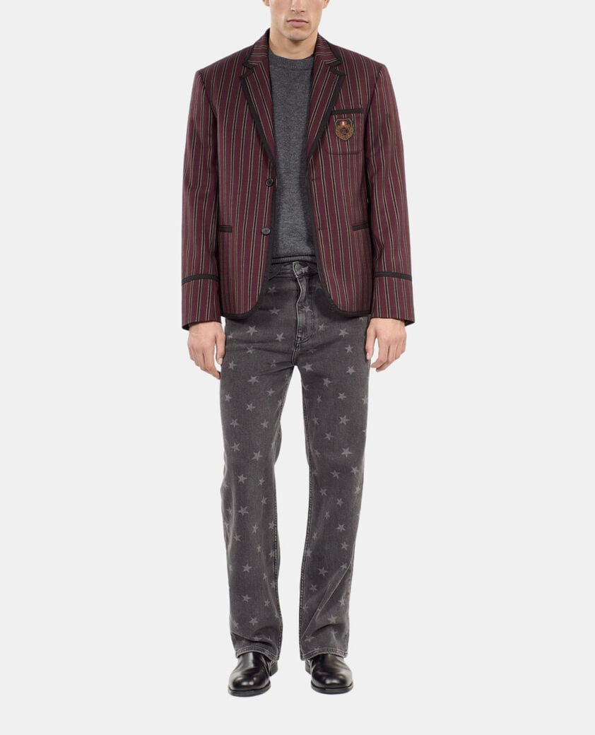 The Kooples HOMME BLACK - RED veste &agrave; rayures en laine m&eacute;lang&eacute;e