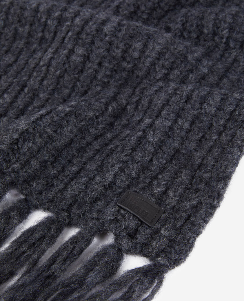 The Kooples DAMEN ANTHRACITE MELANGE gerippter, grauer schal aus wolle