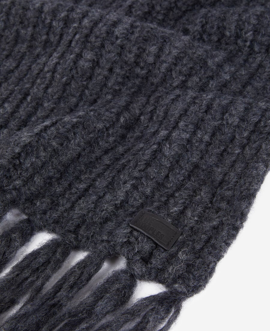 The Kooples WOMEN ANTHRACITE MELANGE grey ribbed wool-blend scarf