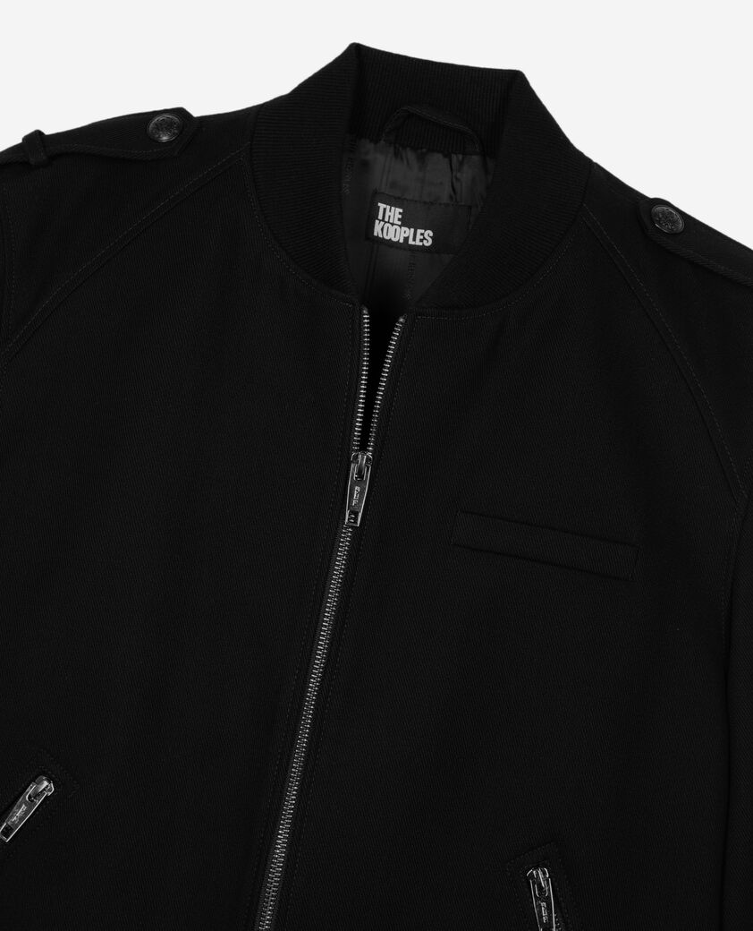 The Kooples HOMME BLACK blouson teddy en coton noir
