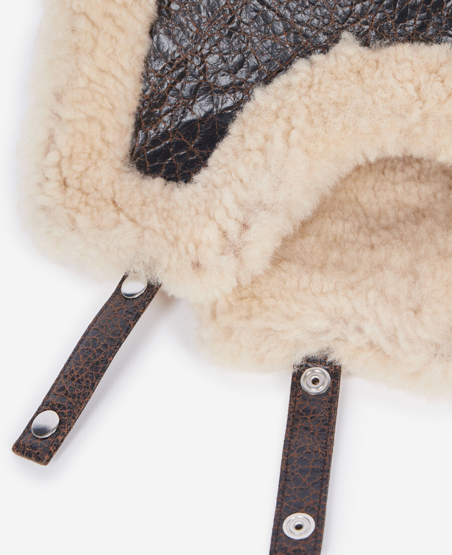 The Kooples MIXED BROWN brown shearling  chapka