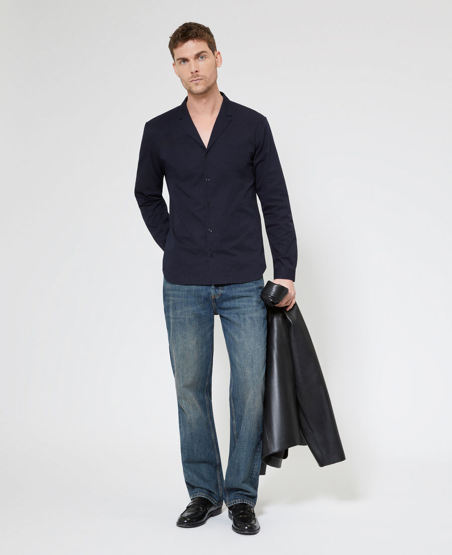 The Kooples HOMBRE NAVY camisa azul marino con cuello de traje