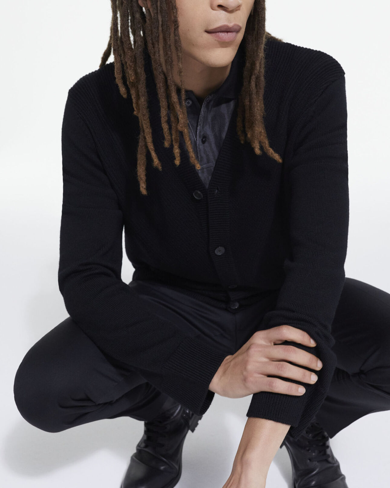 The Kooples MEN BLACK black wool cardigan