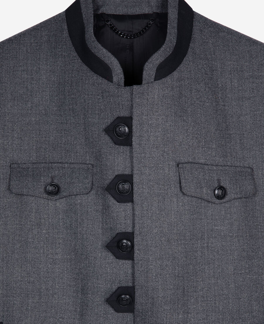 The Kooples MEN DARK GREY officer-style jacket in grey wool
