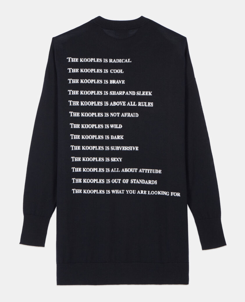 The Kooples WOMEN BLACK RED OFF WHITE what is black wool sweater