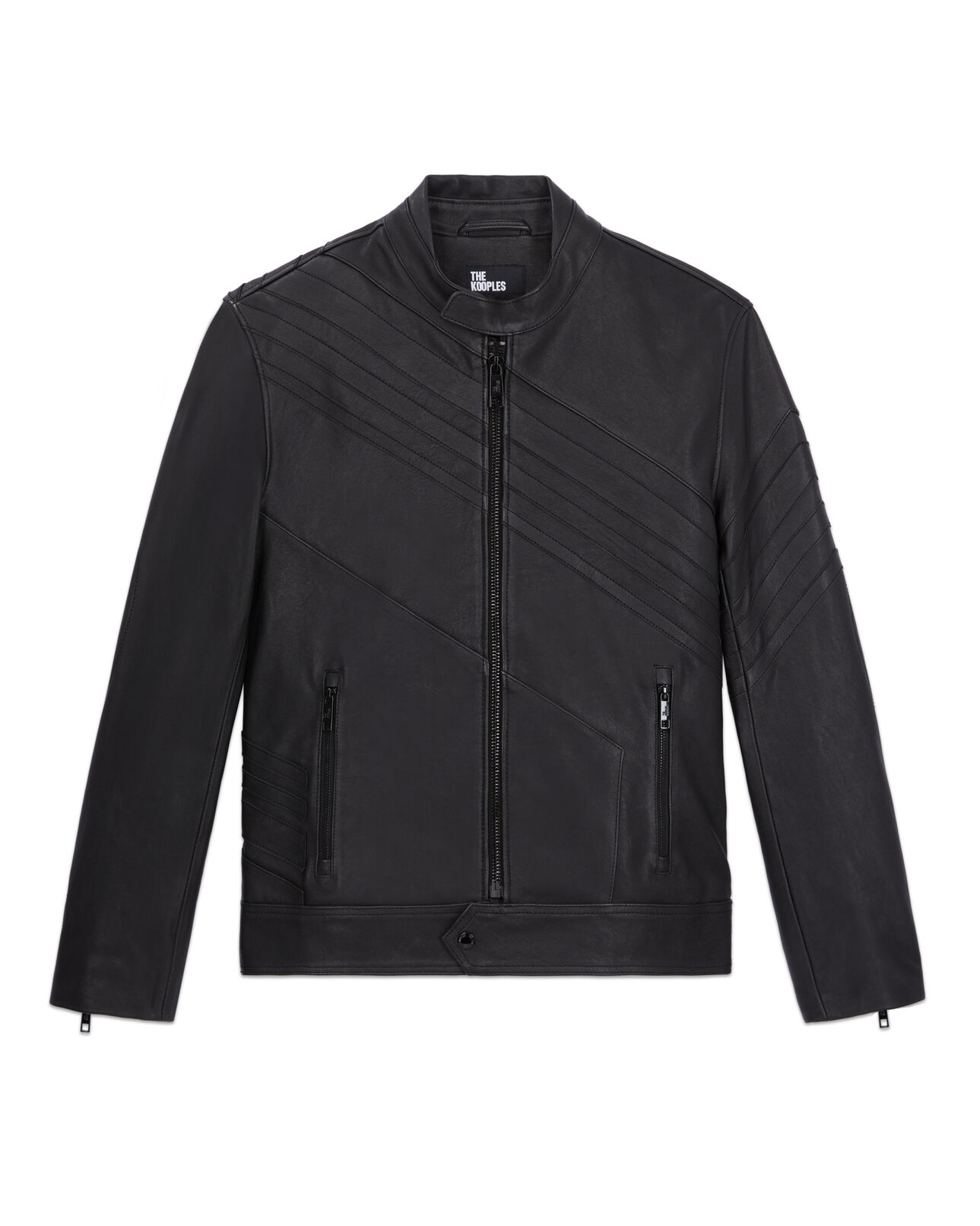 The Kooples MEN BLACK black leather biker jacket