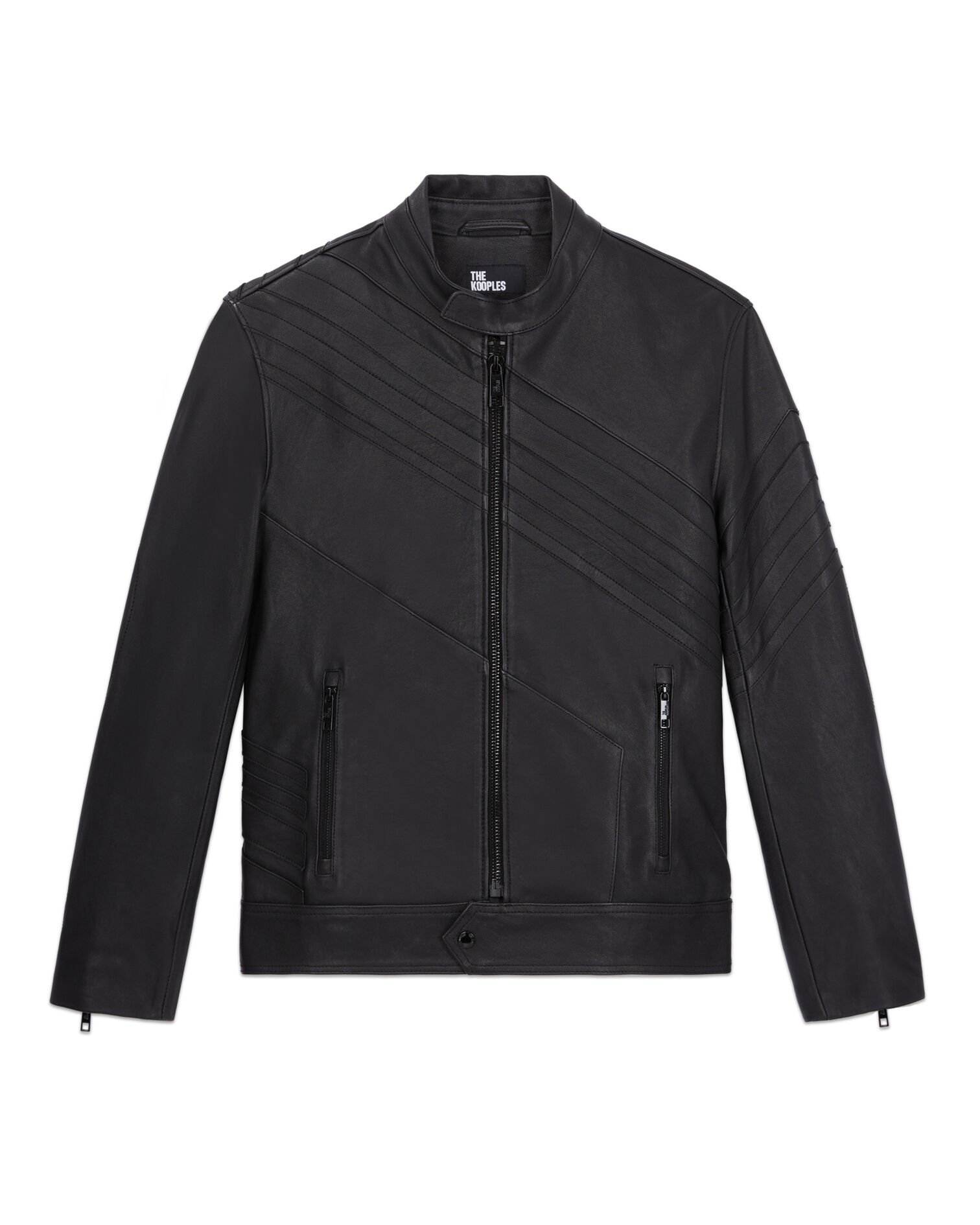 Black leather biker jacket, BLACK, hi-res image number null