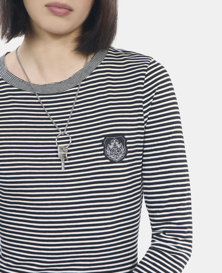 The Kooples DAMEN BLACK / WHITE langärmeliges, gestreiftes t-shirt