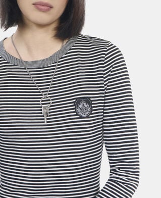 The Kooples DAMEN BLACK / WHITE langärmeliges, gestreiftes t-shirt
