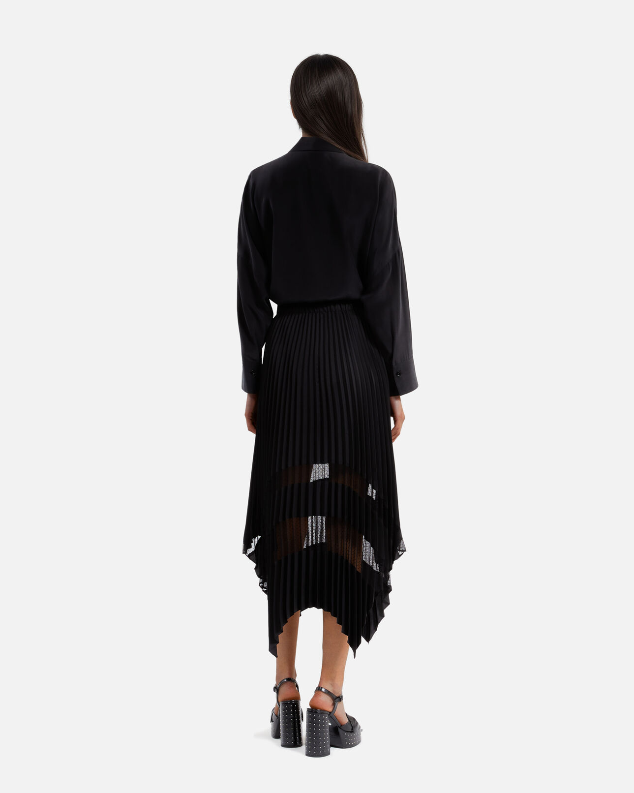 The Kooples FEMME BLACK jupe longue plissée noire