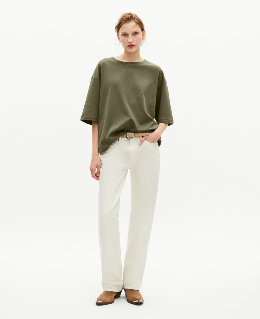 The Kooples MEN KAKI unisex loose plain khaki t-shirt