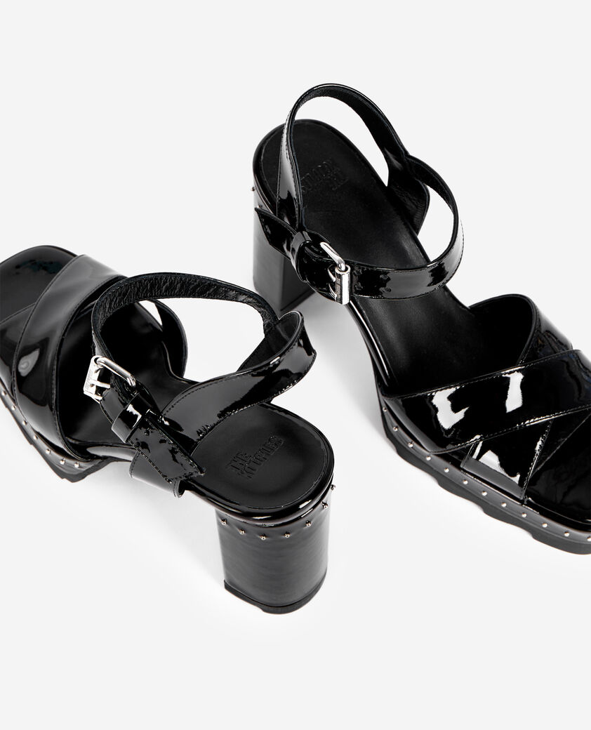 The Kooples DAMEN BLACK schwarze sandalen aus lackleder mit absatz