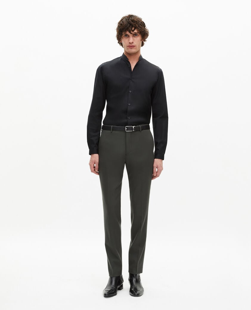 The Kooples HOMME BLACK chemise slim en smart twill noire