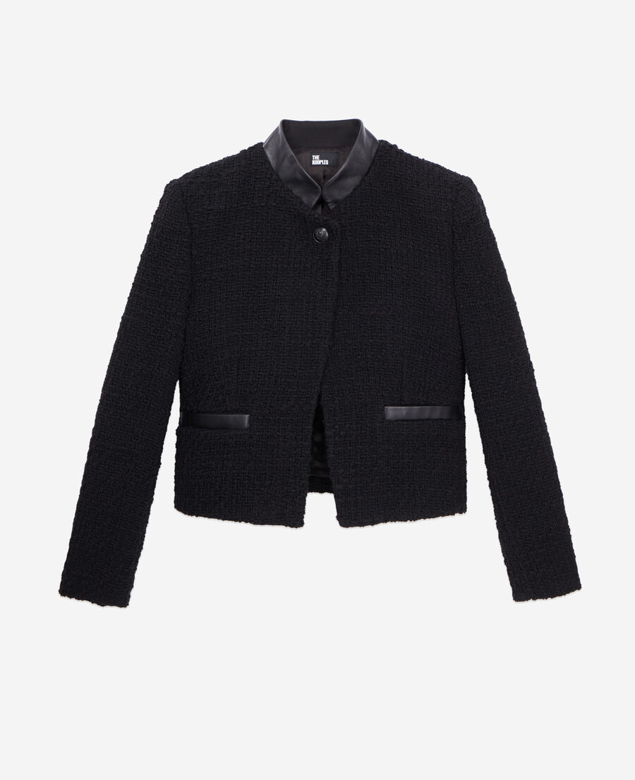 The Kooples F BLACK short black tweed jacket