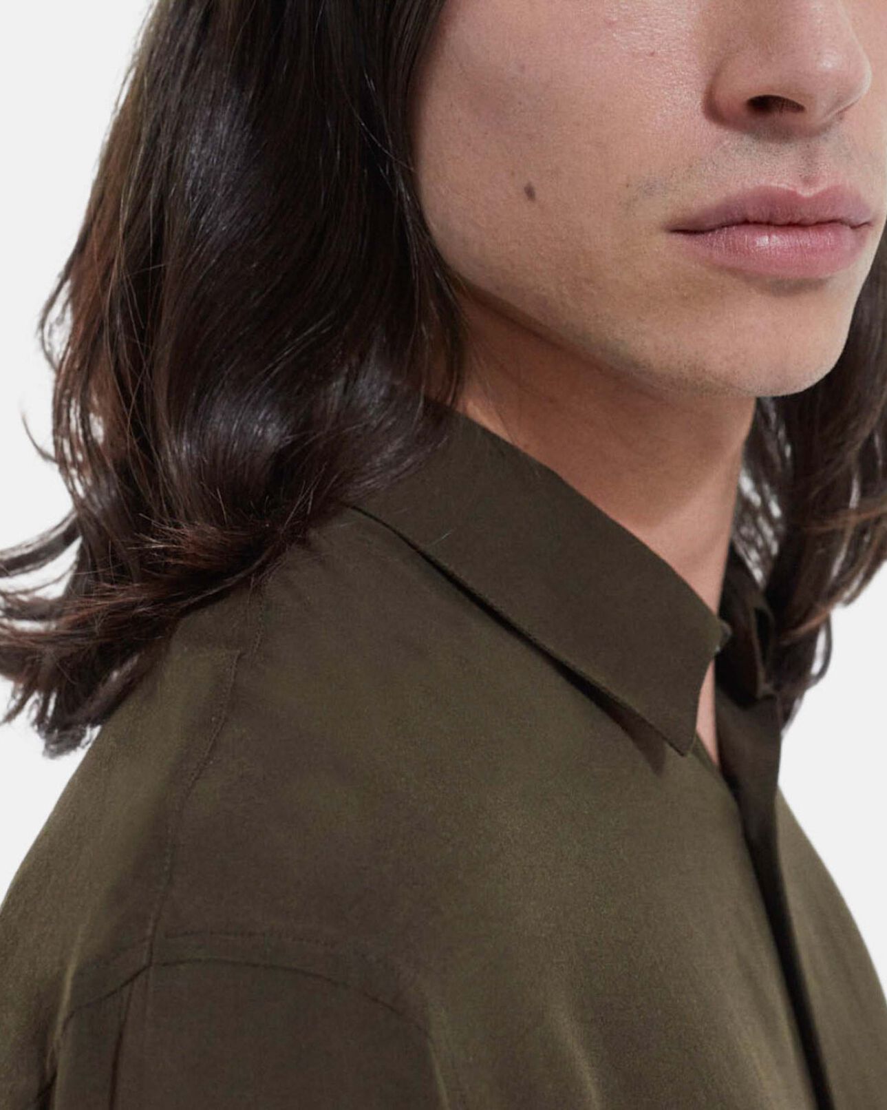 The Kooples H KAKI flowing khaki classic collar shirt