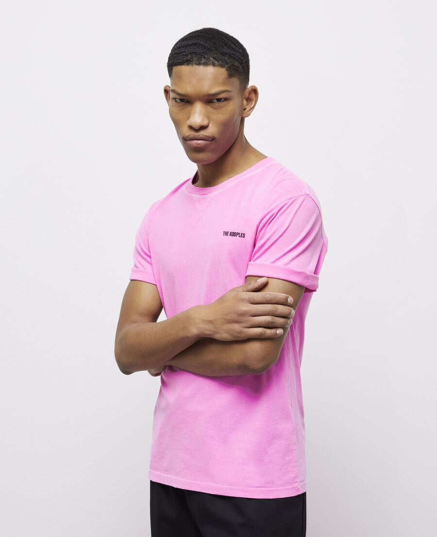 t-shirt homme rose fluo avec logo