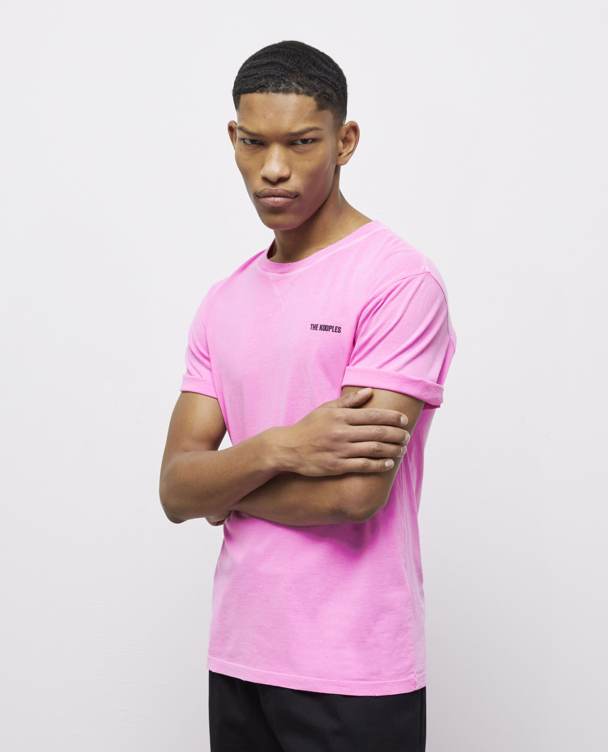 Men's fluorescent pink t-shirt with logo, FLUO PINK, hi-res image number null