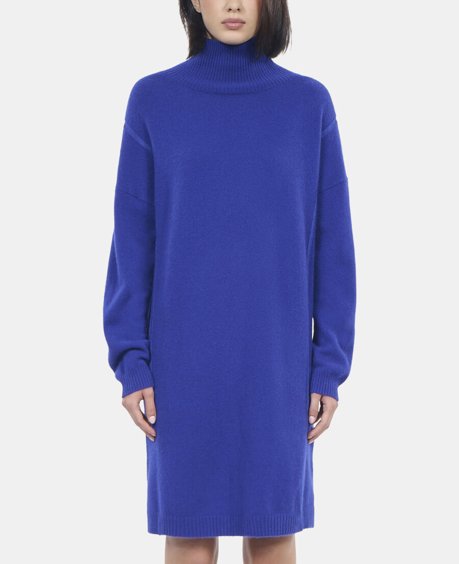 The Kooples FEMME BLUE ELECTRIC robe pull courte en cachemire bleu électrique
