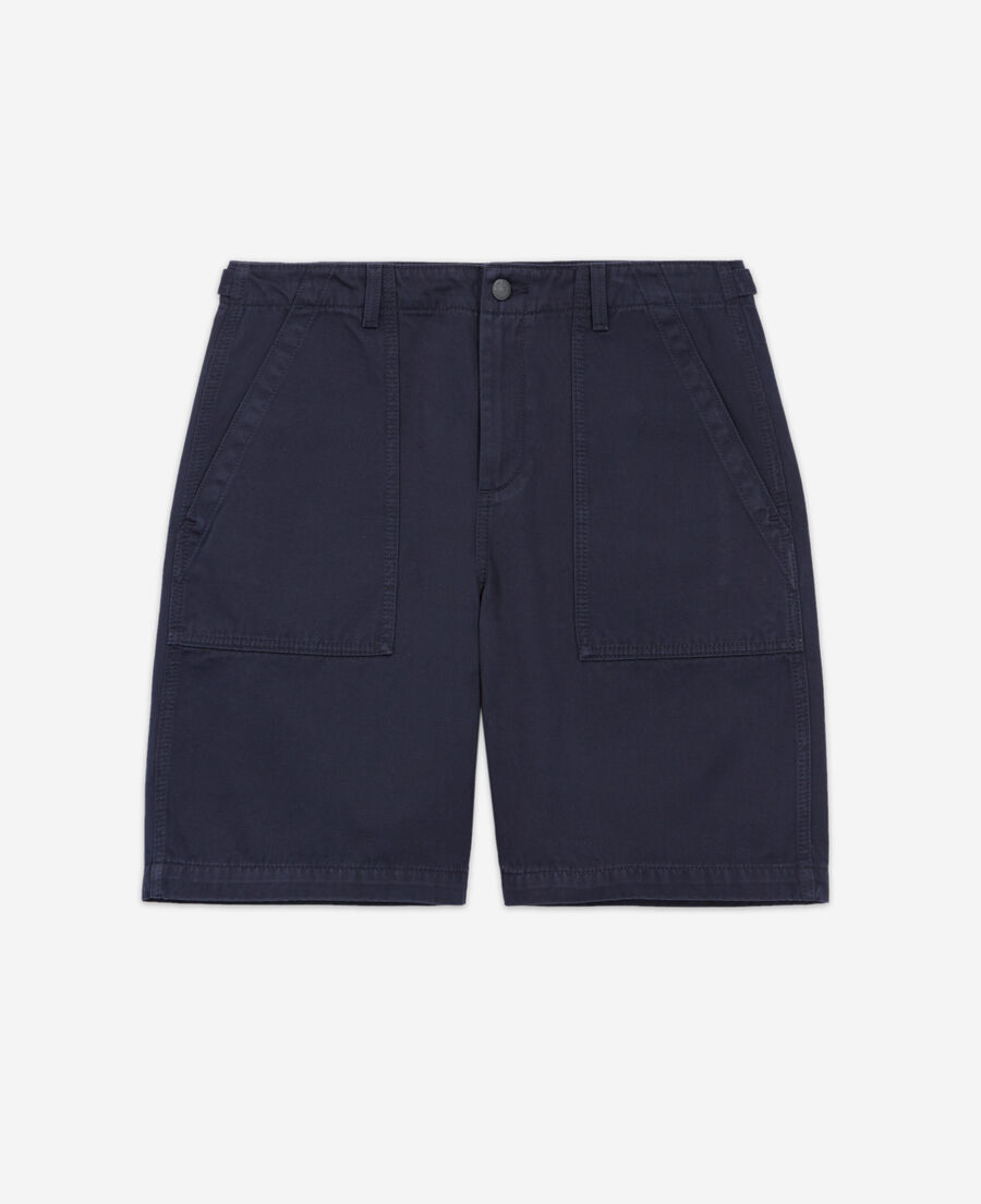 long navy blue cotton shorts with four pockets