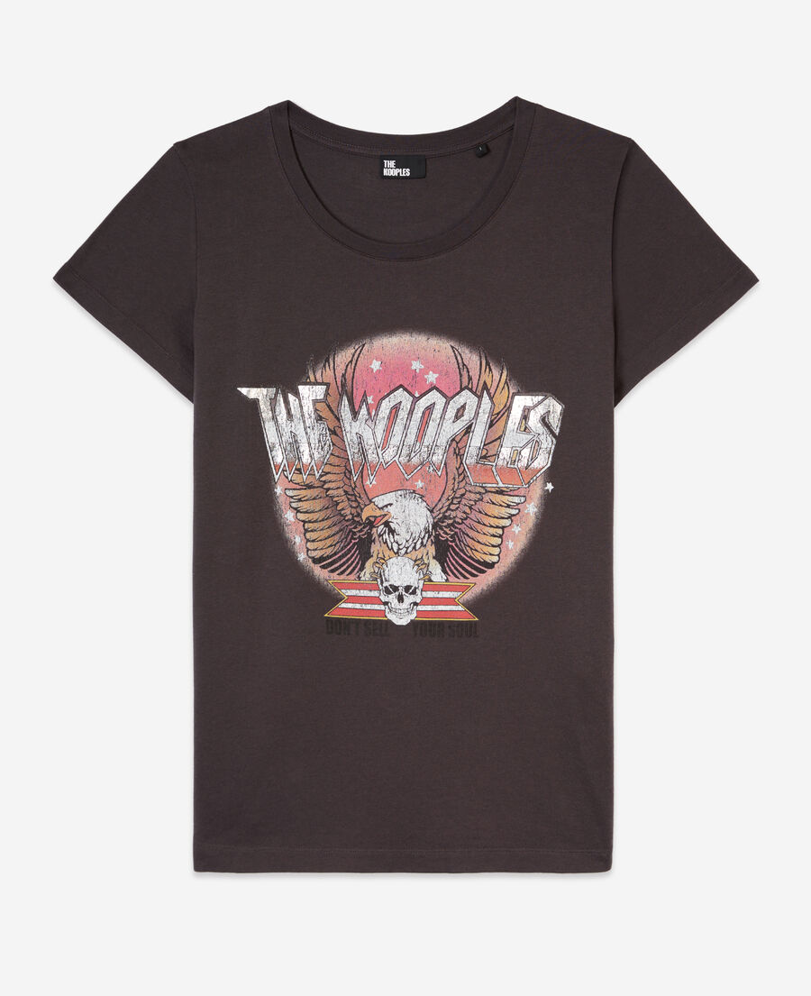 carbongraues t-shirt mit rock eagle-siebdruck