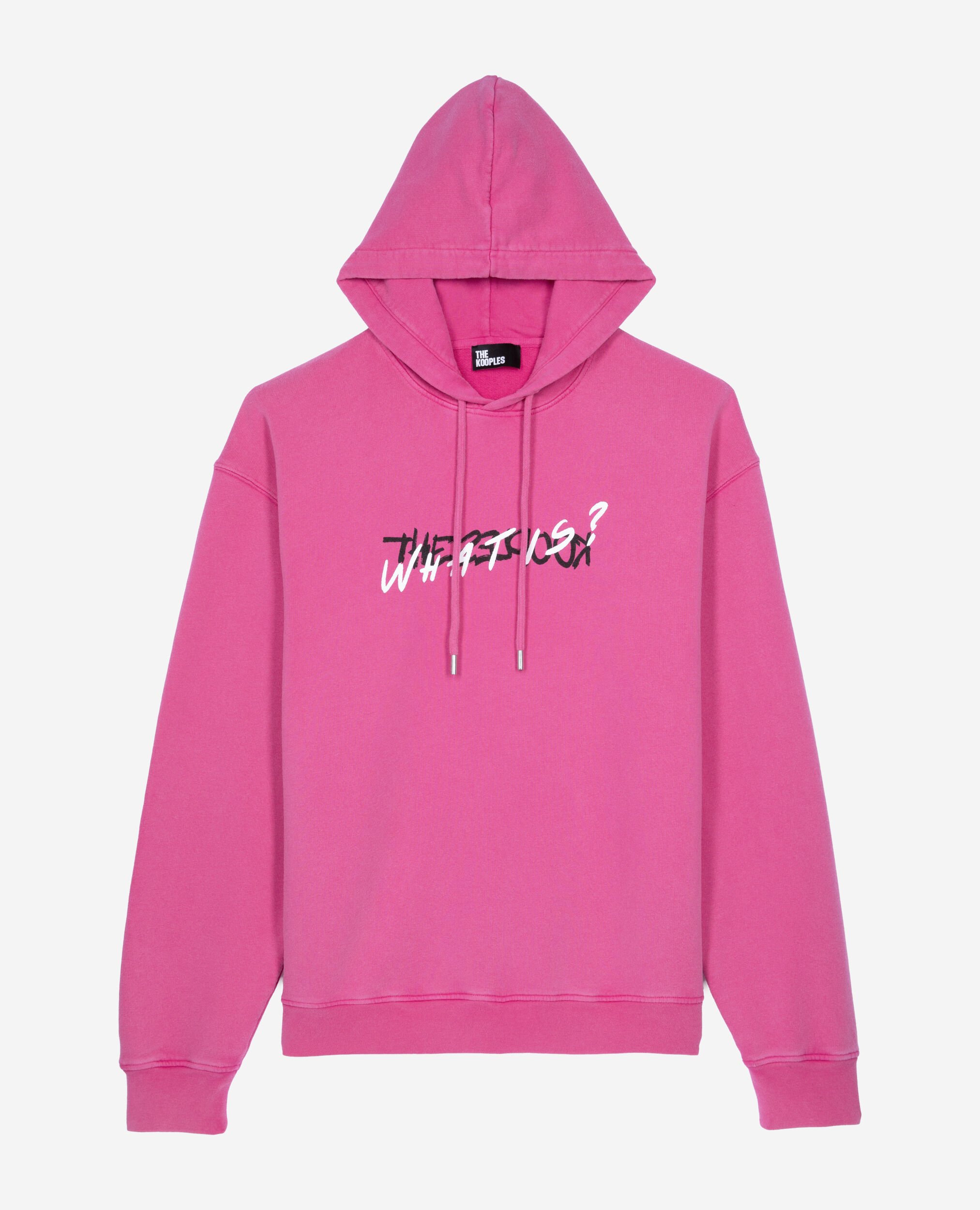 What is pink hooded sweatshirt, FUSHIA, hi-res image number null