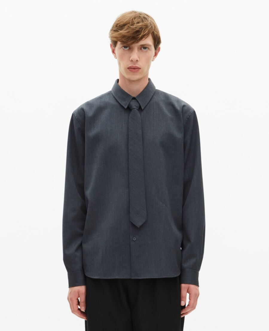 The Kooples H ANTHRACITE dark gray wool blend shirt with tie