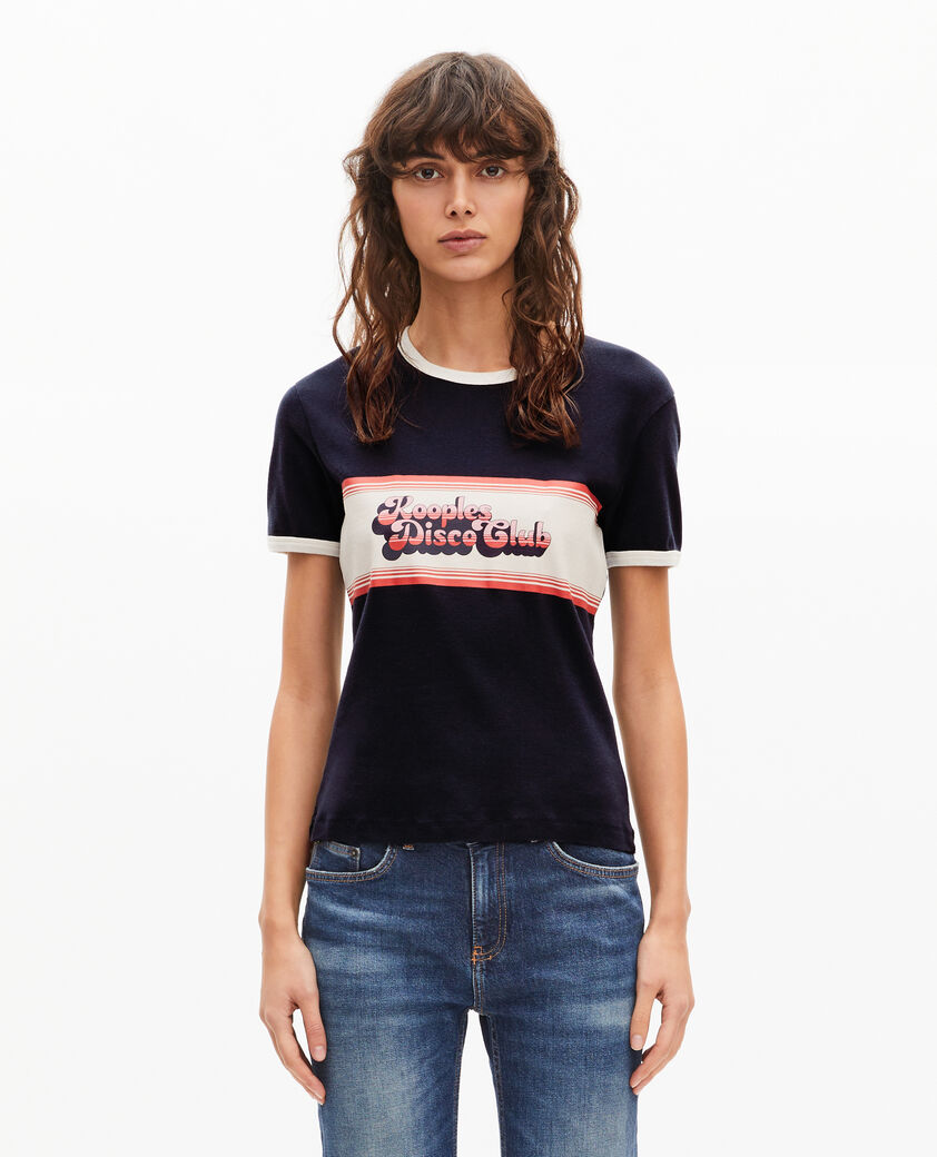 The Kooples WOMEN DARK NAVY t-shirt with navy screen print