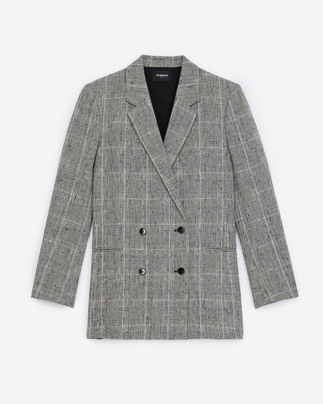 The Kooples WOMEN BLACK WHITE flowing gray prince-of-wales jacket