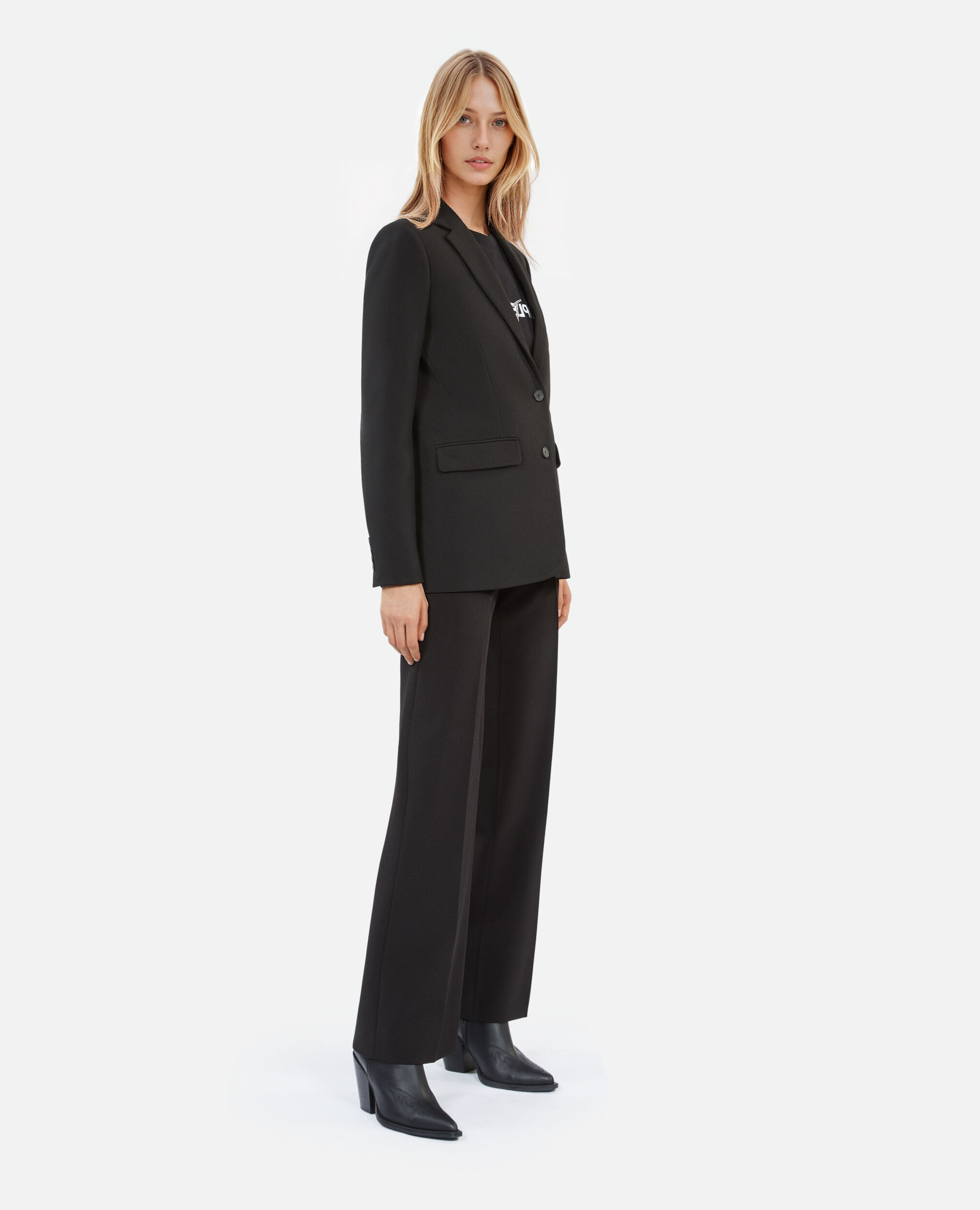 Chaqueta traje negra crepé, BLACK, hi-res image number null