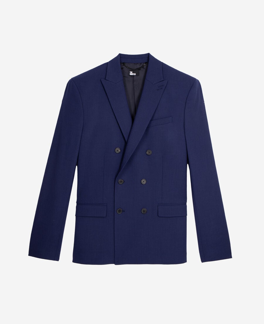 The Kooples HOMME DARK BLUE veste de costume croisée en laine bleu vif