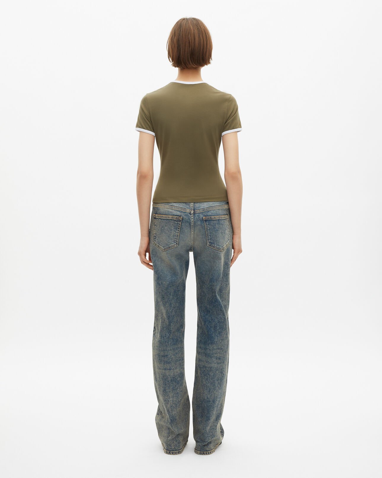 The Kooples WOMEN KAKI khaki t-shirt with drop collar