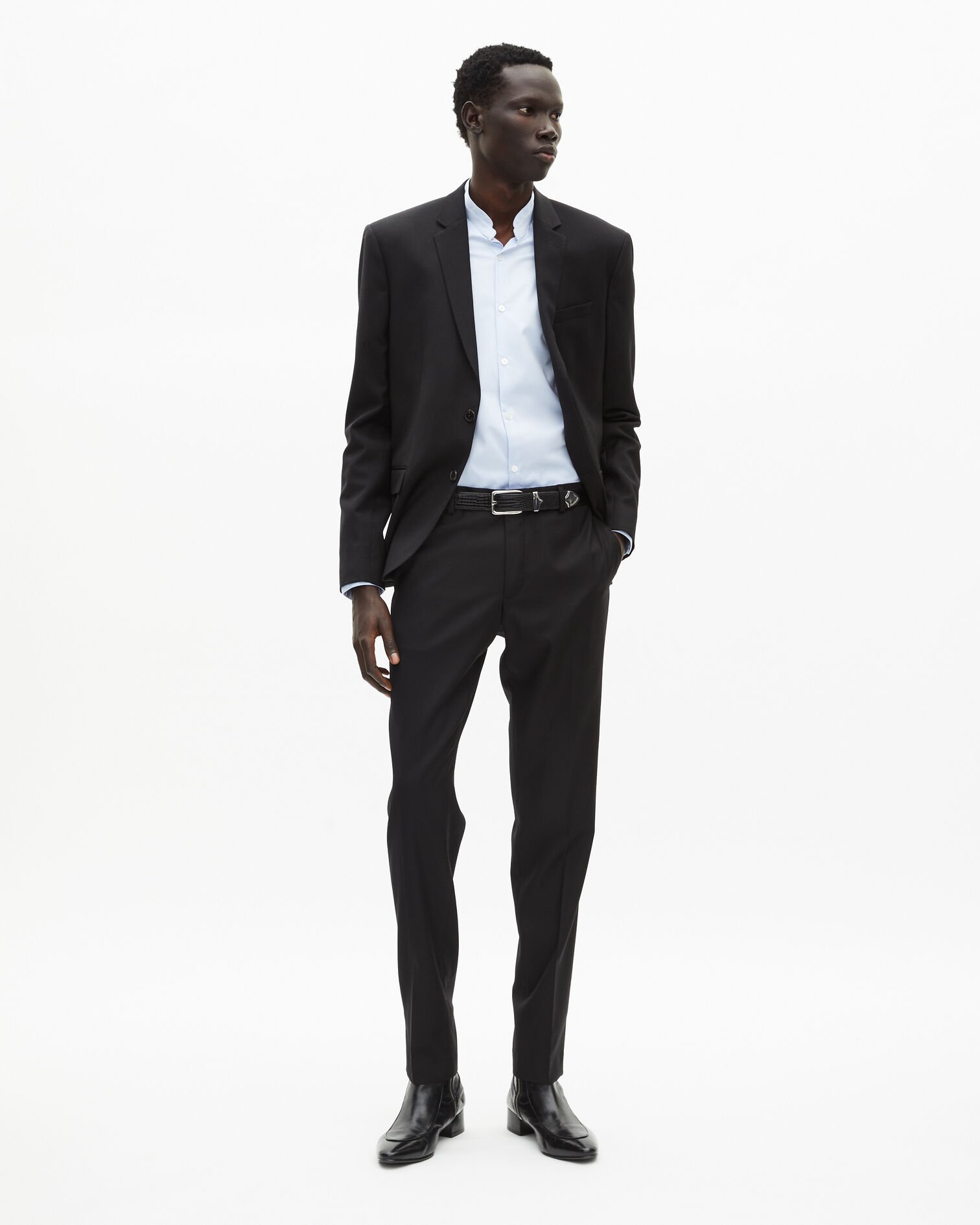 Black wool suit jacket tailored fit, BLACK, hi-res image number null