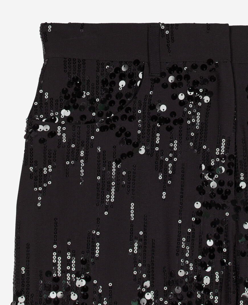 The Kooples FEMME BLACK pantalon flare à sequins noir