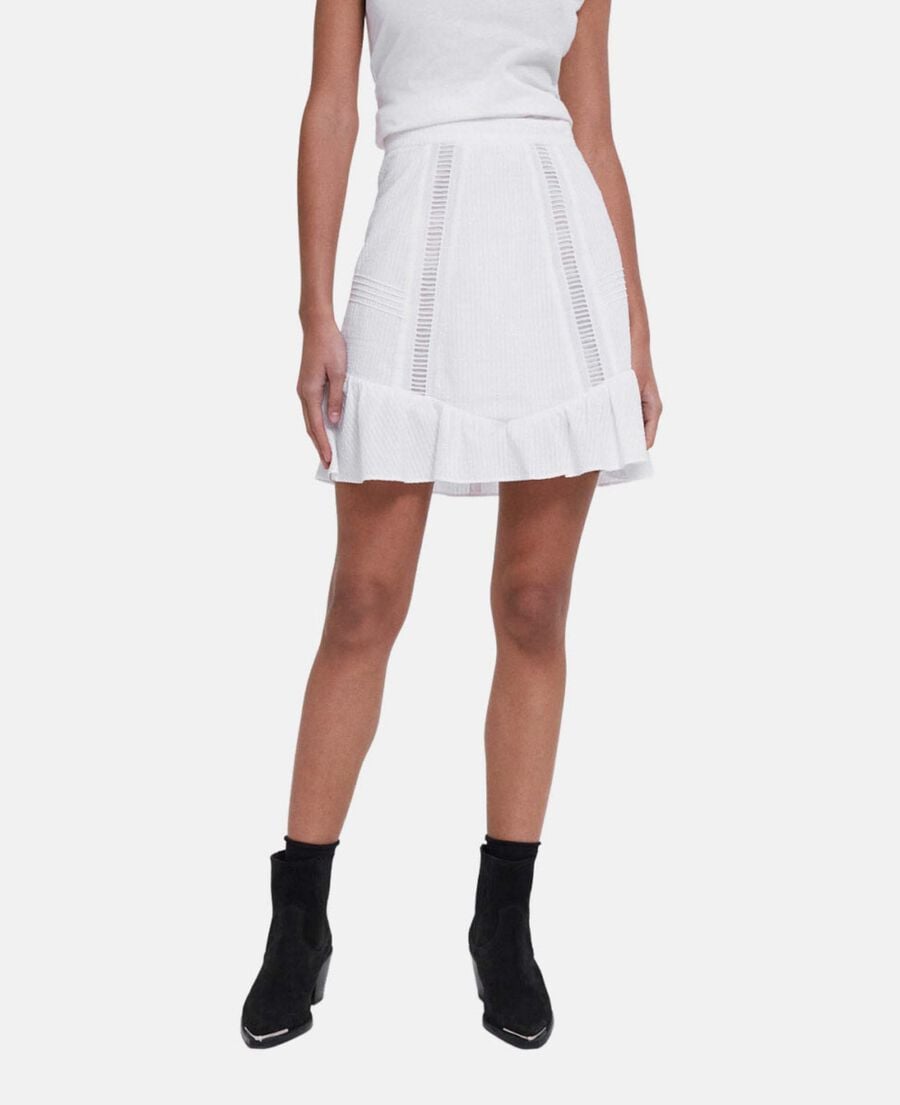 The Kooples FEMME OFF WHITE jupe courte &eacute;crue coton broderie anglaise