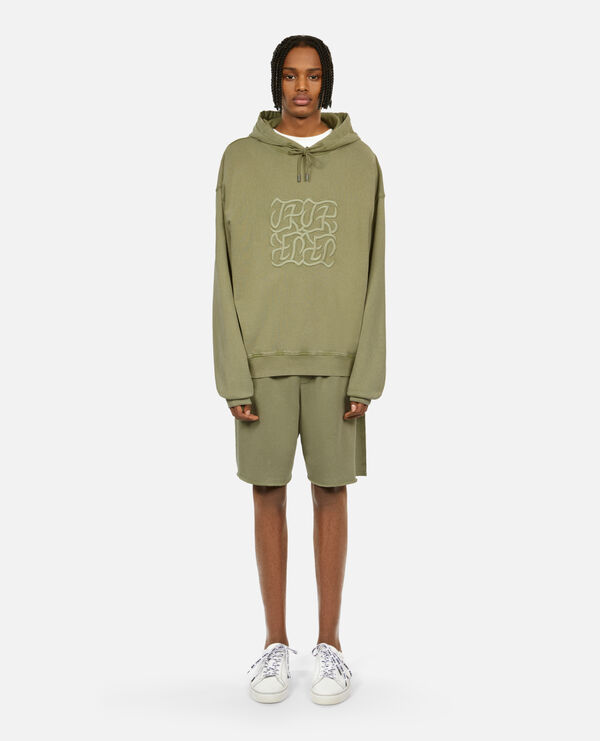 light green hoodie with logo embroidery
