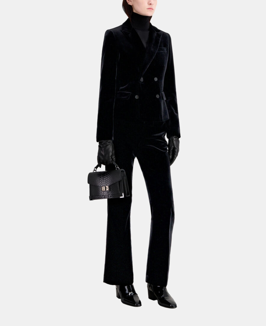 veste tailleur courte en velours noir
