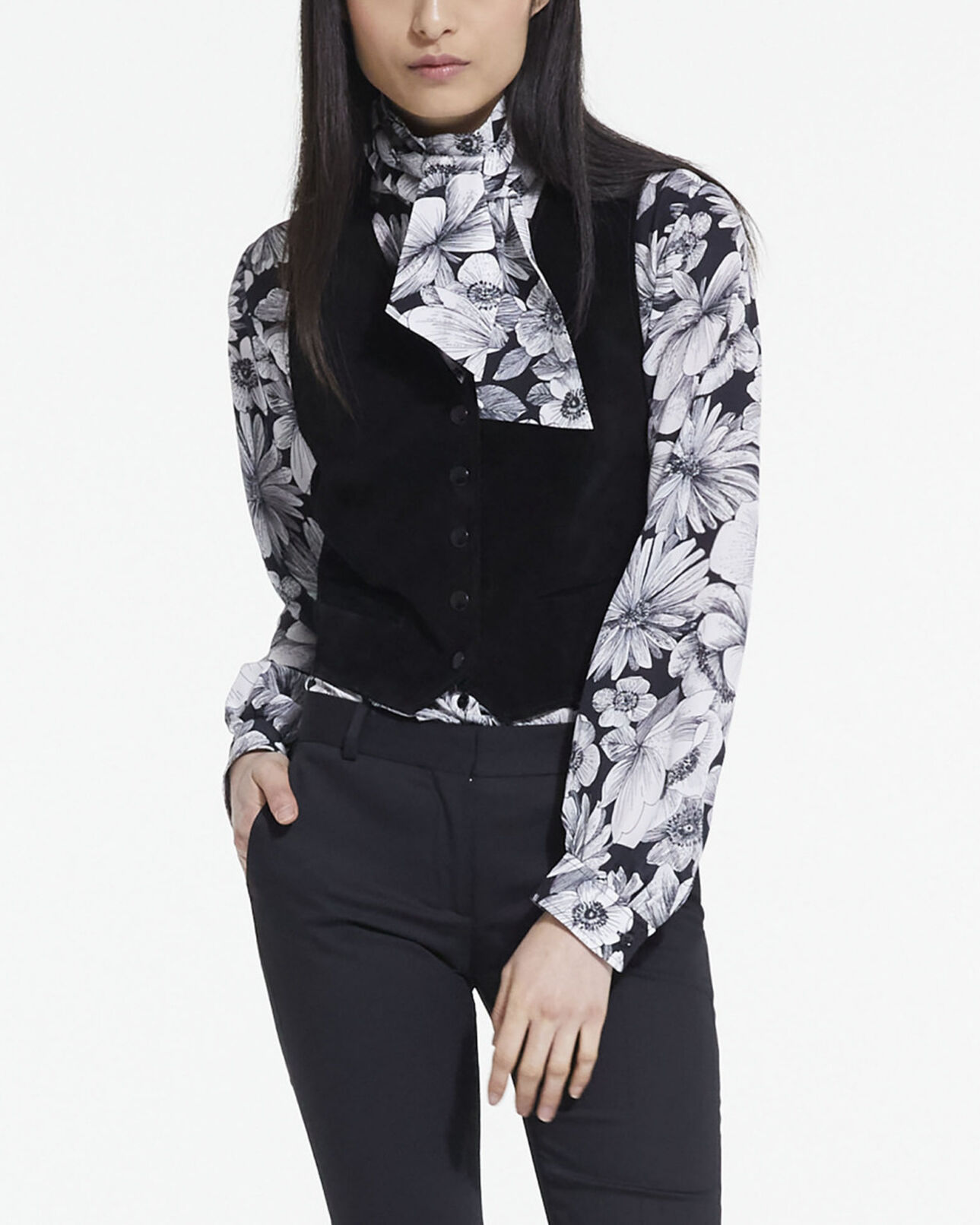 The Kooples WOMEN BLACK black leather suit vest