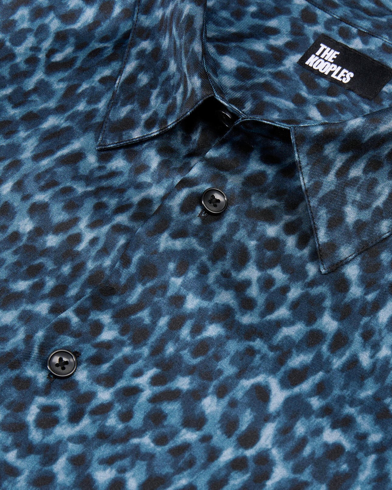 The Kooples HOMME BLUE chemise en soie mélangée imprimé léopard