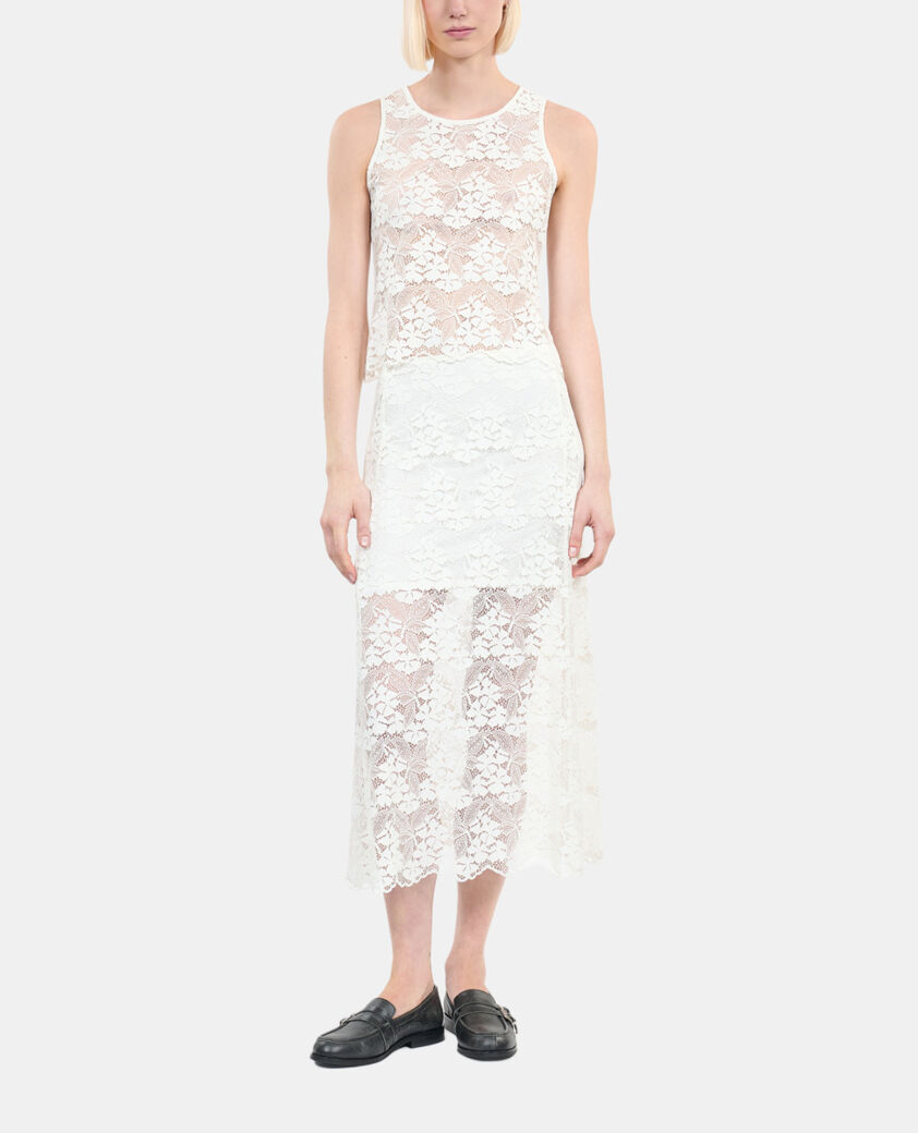 The Kooples FEMME ECRU jupe longue en dentelle écrue