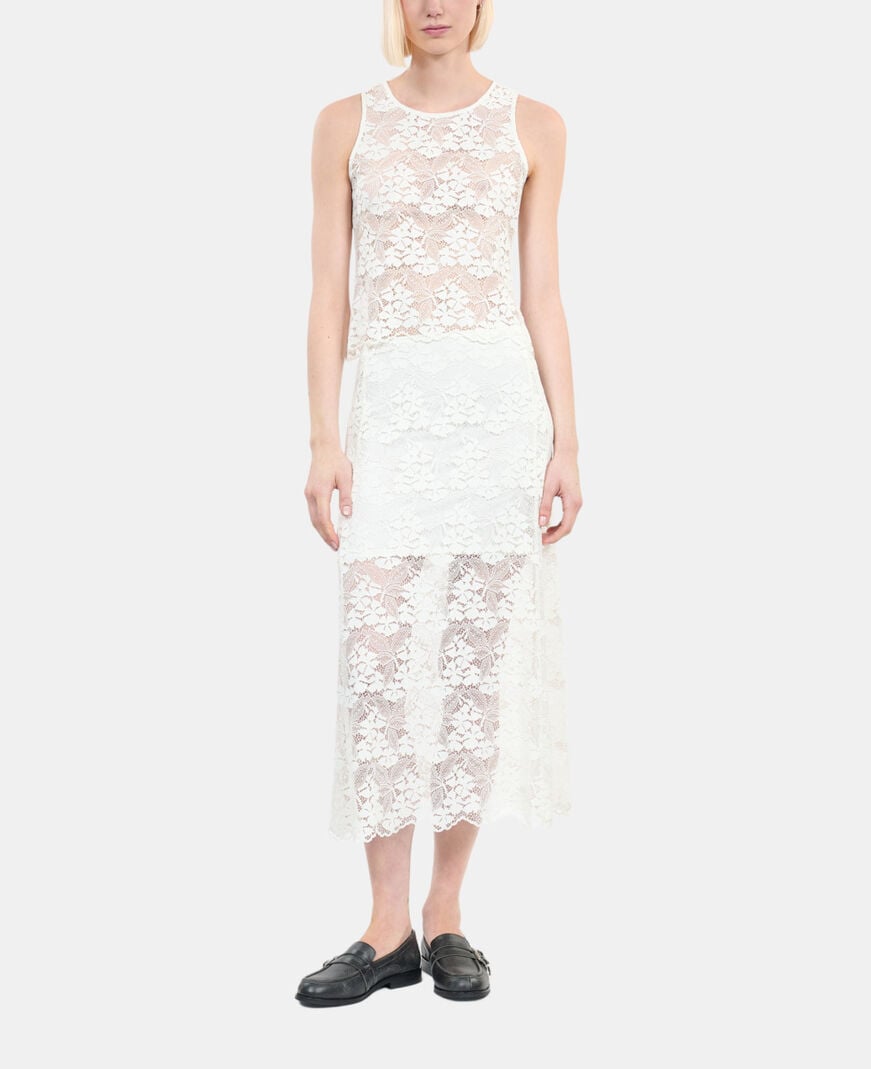 The Kooples FEMME ECRU jupe longue en dentelle écrue