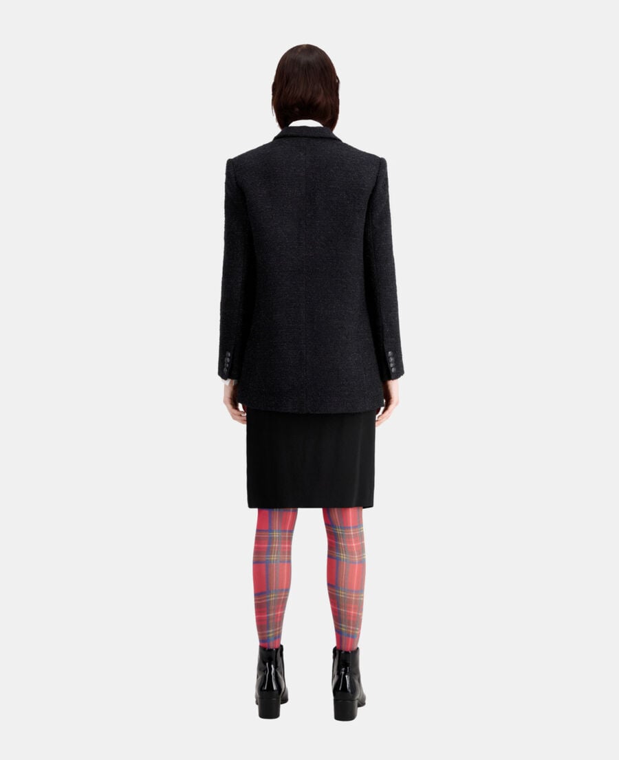 The Kooples FEMME BLACK blazer noir en tweed avec détails fil argenté